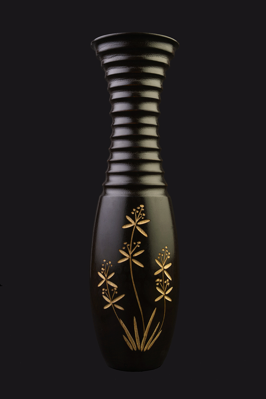 Wooden Flower Vase - Inlay Floral Design