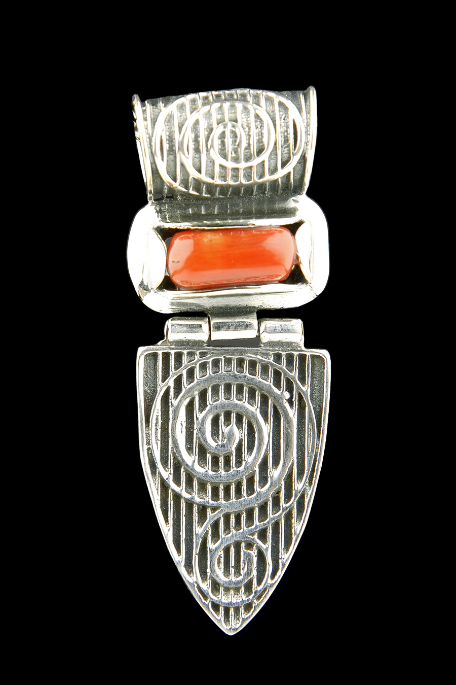 Bullet Pendant With Red Coral