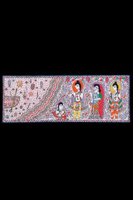 Ramayan Kevat Theme - Madhubani Painting