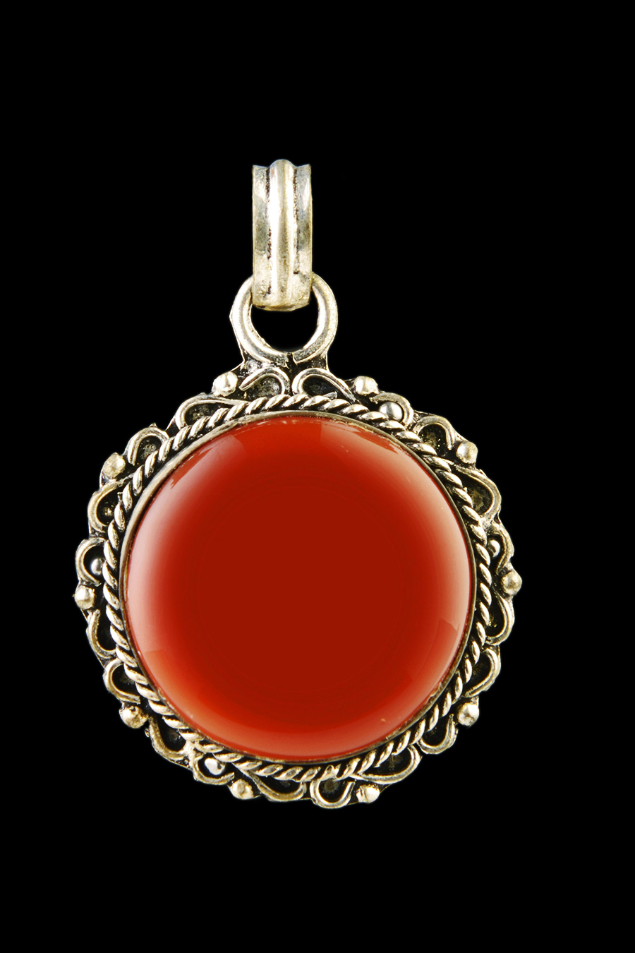 Red Onyx Pendant - Round Shape