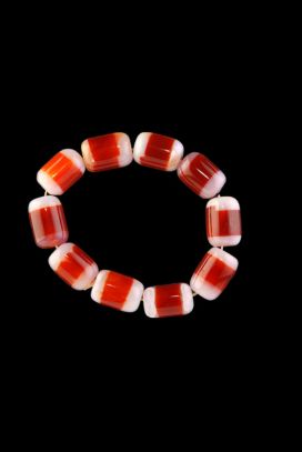 Tribal Designer Bracelet - Red & White Stone
