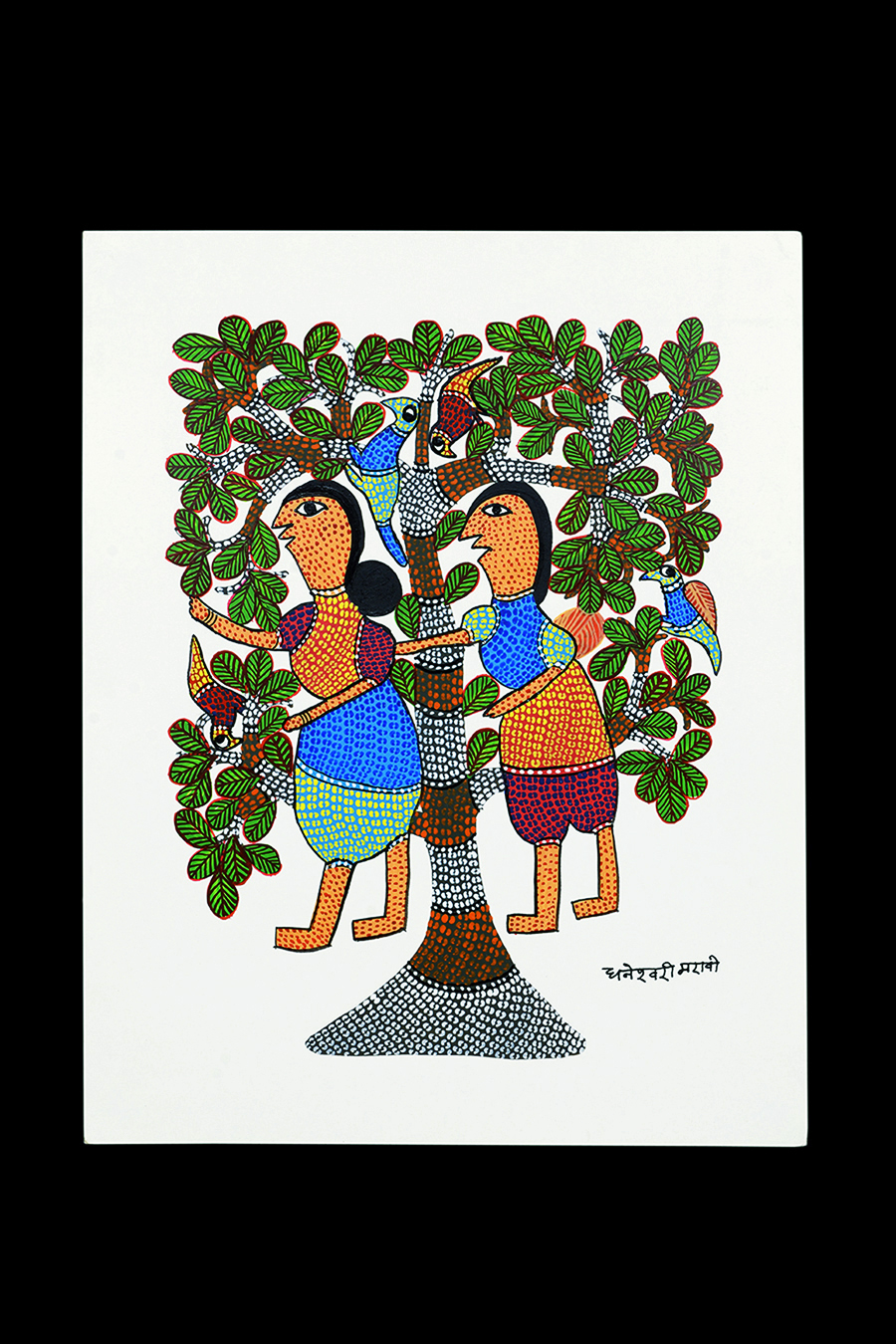 Tribal Women Around Tree - Gond Painting