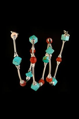 Turquoise & Agate Spiral Bangle