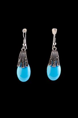 Turquoise Pendant & Earring Set - Oval Shaped