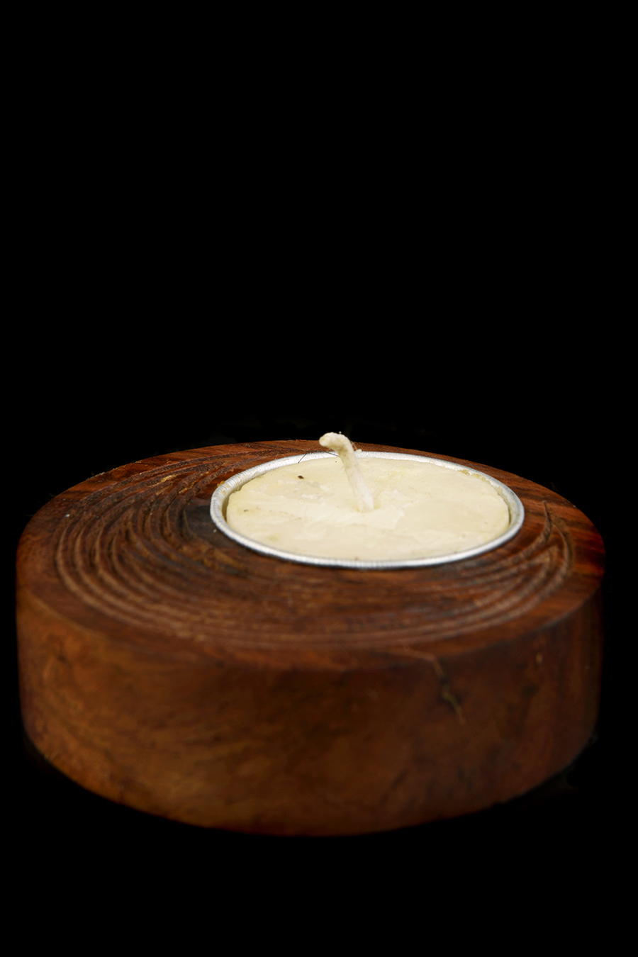 Wooden Round Tea Light Holder
