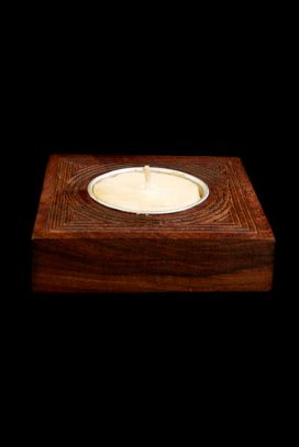 Wooden Square Tea Light Holder
